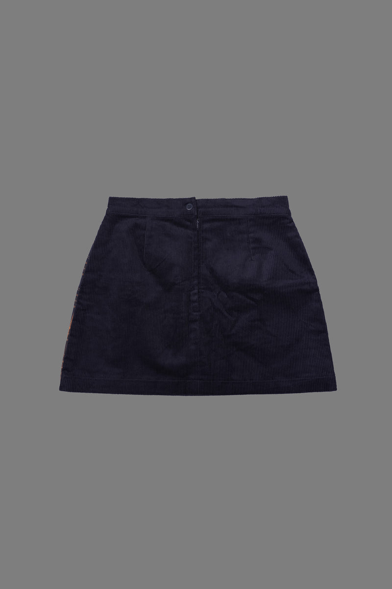 Patched Cord Mini Skirt