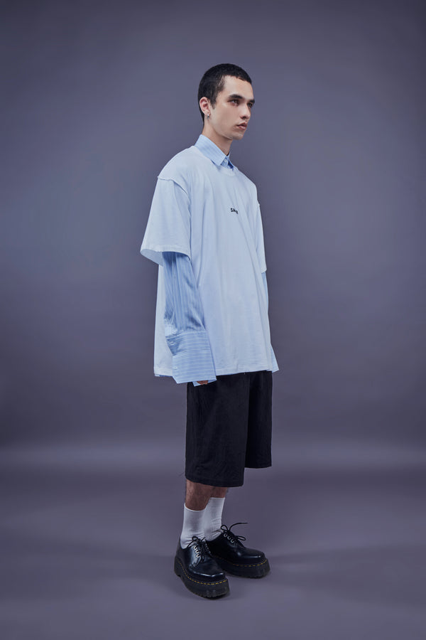 Magna Layer Tee - Baby Blue Striped Shirt